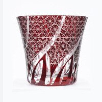 Vaso de Whisky Edo Kiriko, vaso de cristal Vintage, cortado a mano, Whisky Scotch, vaso de Borbón con caja de madera: Dark Red