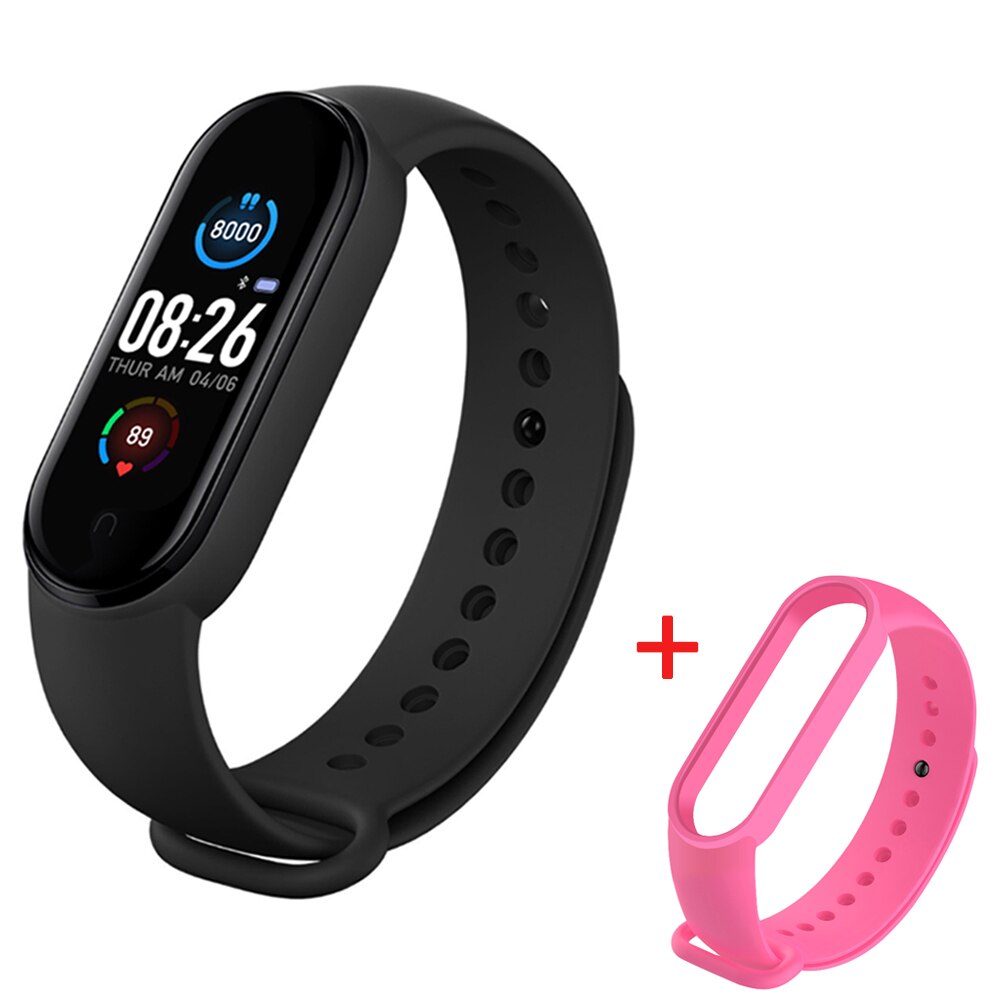 M5 Smart Bracelet frequenza cardiaca pressione sanguigna salute orologi intelligenti impermeabili M5 Bluetooth Watch Wristband Fitness Tracker: with rose strap