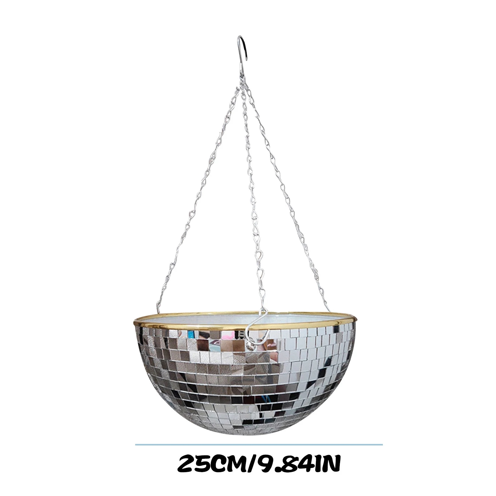 Retro Disco Ball Planter Basket Round Mirror Hanging Pot flower pot Wall Planter Pot Hangin Vase Desktop Decoration Balcony Vase: 25cm