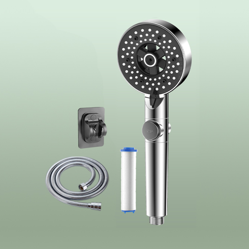 Household Super Shower Set Dechlorinating Light Luxury Booster Spray Shower Head High Pressure Bathroom Purifying Booster Spraye: Light Grey