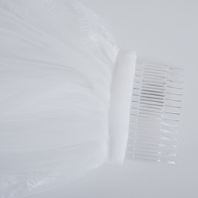 Op voorraad goedkope korte bruidssluiers wit/ivoor eenlaags kant bruidssluiers bruidsaccessoires veu de noiva