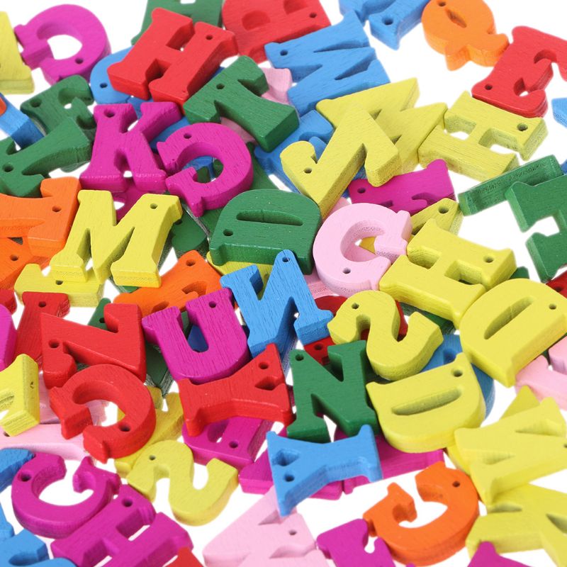 100Pcs Houten Letter Alfabet Woord Carft Diy Decoratie Knop Kid Onderwijs Speelgoed