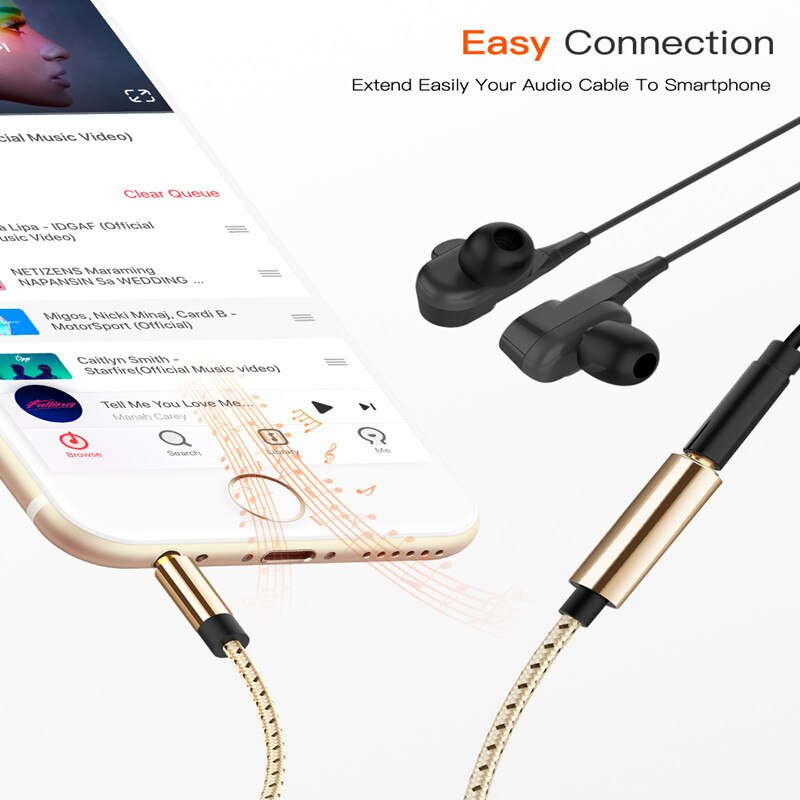 3.5mm Male To Female Gold Stereo Audio Headphone Extension Cable Adapter Aux Cord Extender For PC Laptop Phone Car Speaker