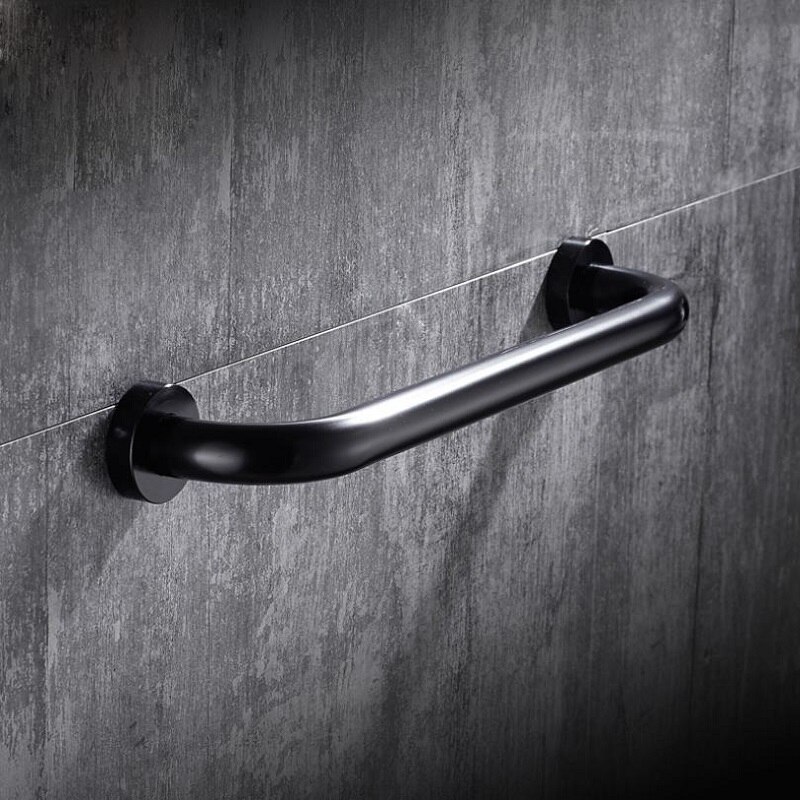 Armlænshåndtag i aluminium til badeværelset til badekar gelænder håndgreb håndklædeholder sikkerhedshåndklædeholder: Sort / 40cm