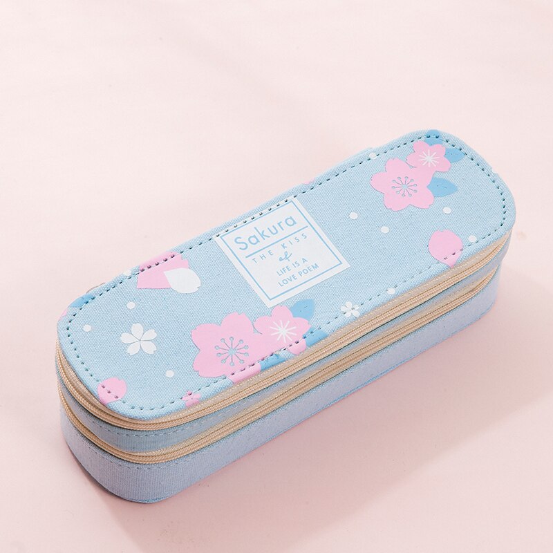 Candy Color Pencil Case Sweet Cute Pencil Bag School Supplies Kawaii Stationery Pen Case Pouch Box Fruit Banana Pencil Box: blue pink