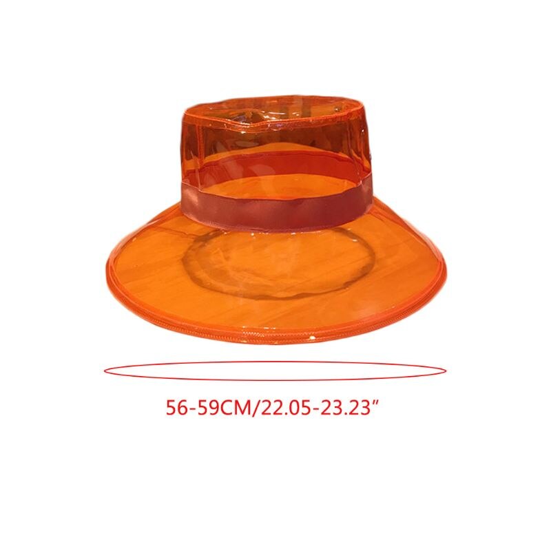 Unisex pvc gjennomsiktig bøttehatt lys gelé bred brem vanntett regnhue  t8nb