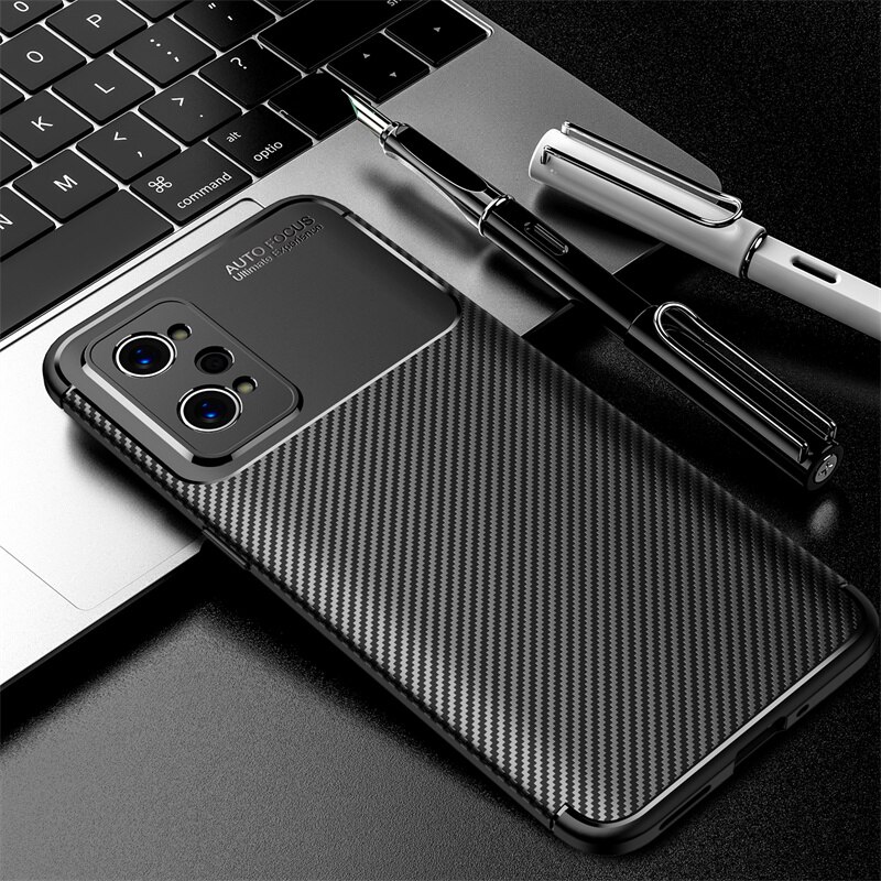Voor Realme Gt Neo2 Case Carbon Fiber Patroon Shockproof Bumper Armor Terug Soft Tpu Cover Realmi Gt Neo 2 5G Beschermen Funda 6.62'': For Realme A11X / black