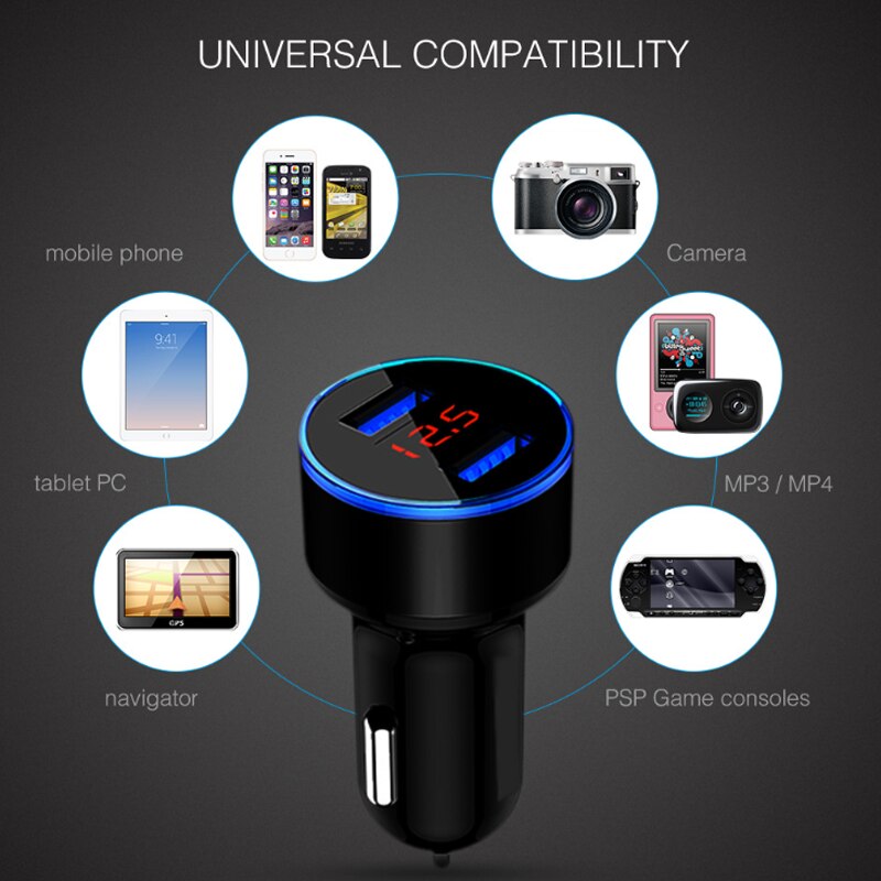 3.1A Dual USB LED Mobile Phone Fast Car Charger For Samsung A02S A32 A42 A72 5G S21 S20 FE A21S A51 A71 M31 M51 Note 20 Charger