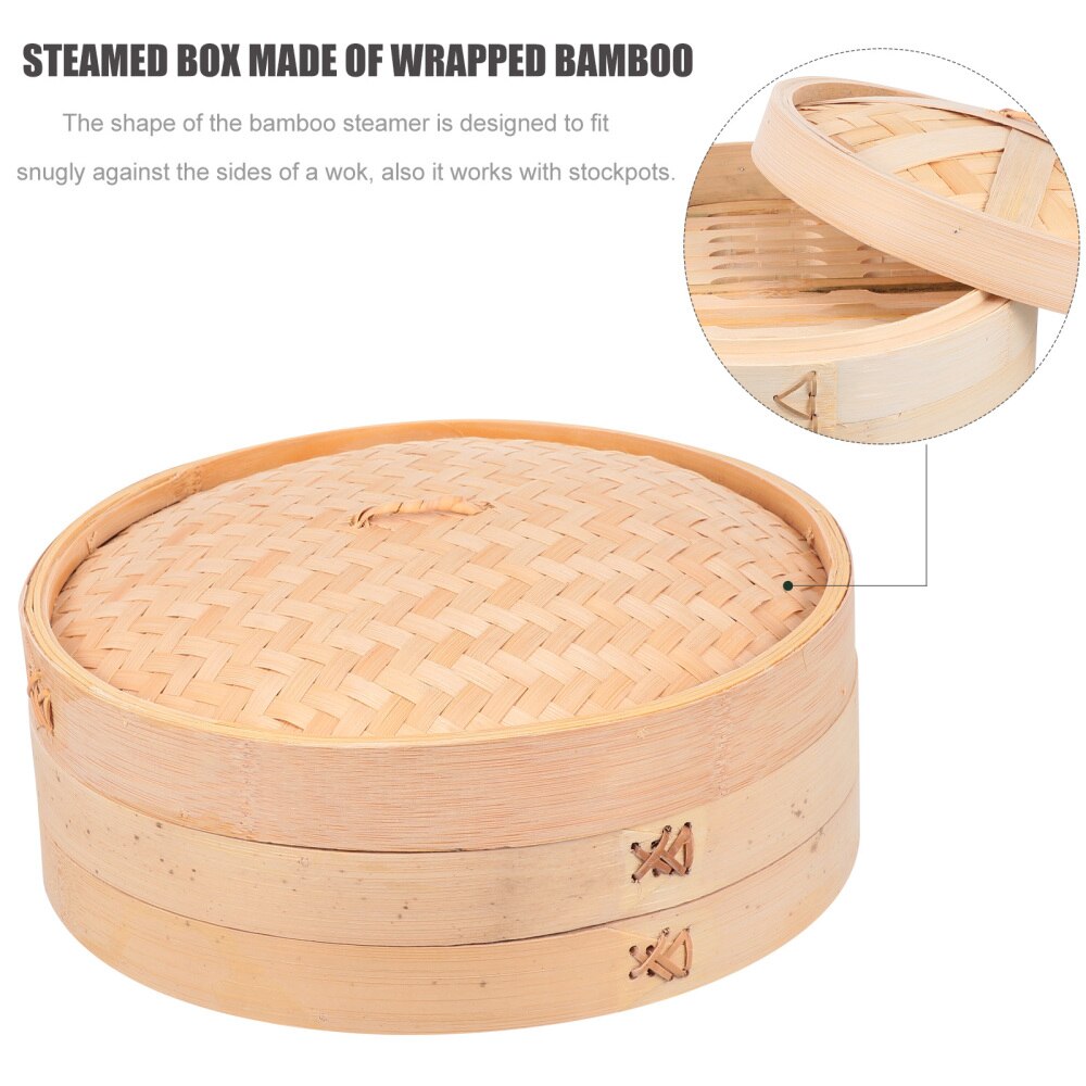 Vaporera china de bambú con tapa, herramienta de cocina, 1 Juego