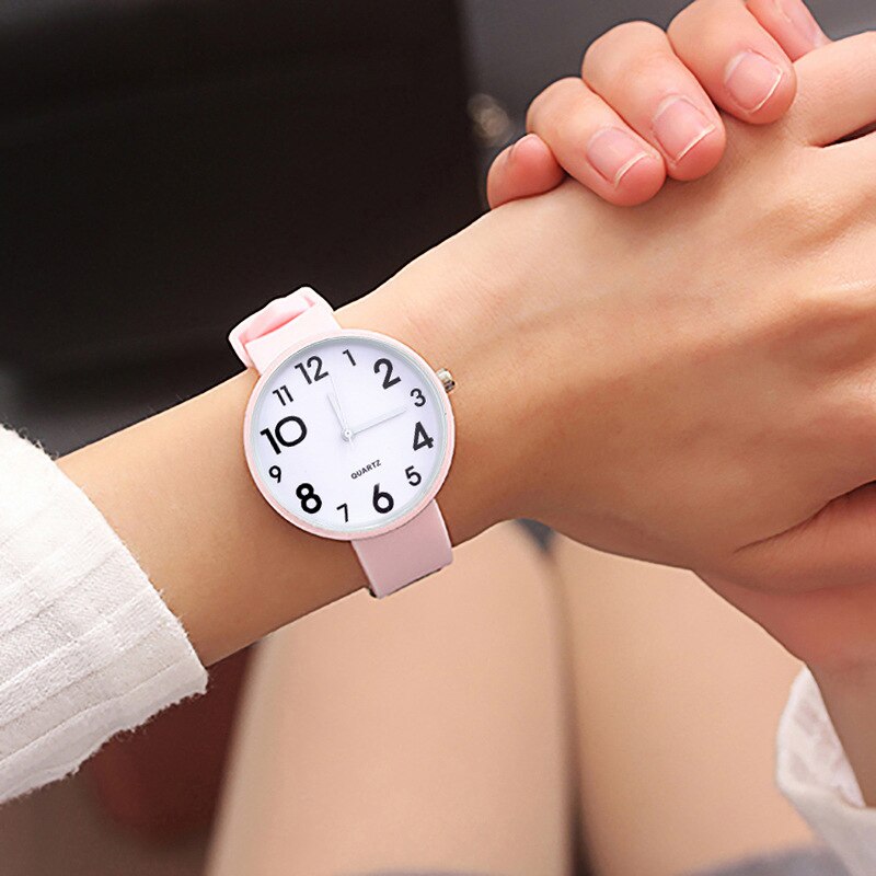 Silicone Polshorloge Vrouwen Horloges Dames Top Quartz Horloge Voor Vrouw Klok Vrouwelijke Uur Relog Montre Femme: pink big numerals