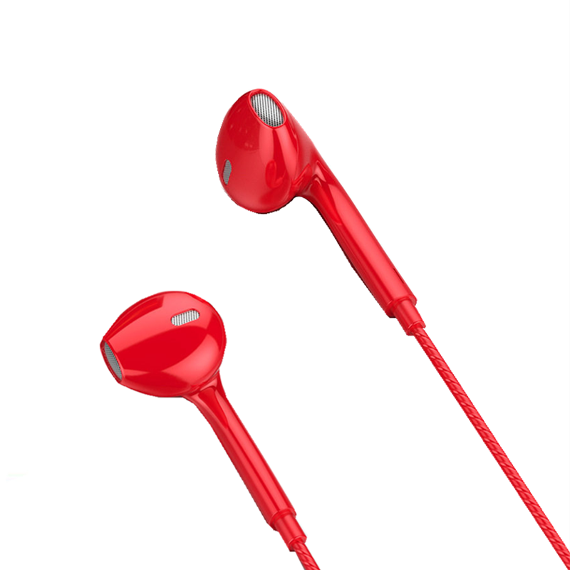 in-Ohr Kopfhörer Universal- Android IOS Stereo Headset mit mikrofon Schwere Bass 3,5mm Verdrahtete Kopfhörer Subwoofer Schmerzlos Hörer: rot