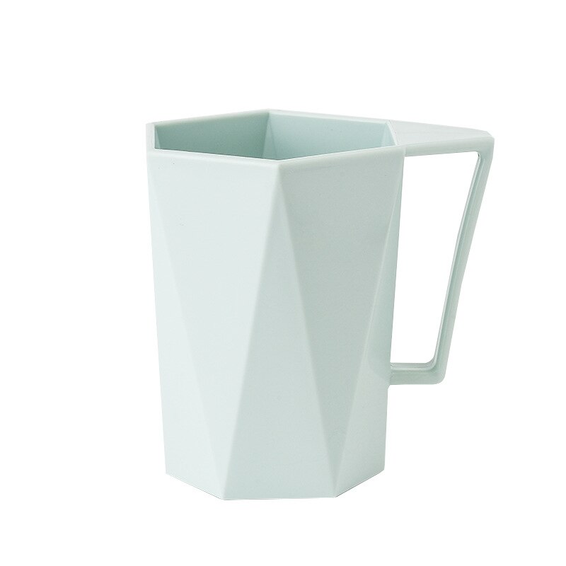 1 Pcs Huishoudelijke Geometrische Vorm Mondwater Cup Met Handvat Paar Cup Diamant Facet Plastic Toothbrushing Cup Tand Mok Melk Cup: Mint green