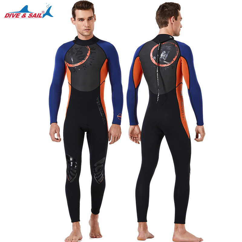 Mute Gli Uomini e Le Donne 3 millimetri di Neoprene Pieno Scuba Si Adatta Alle Immersioni Surf Nuoto Manica Lunga Tenere In Caldo Zip Posteriore per sport acquatici: M129501-3MM-B / XXL