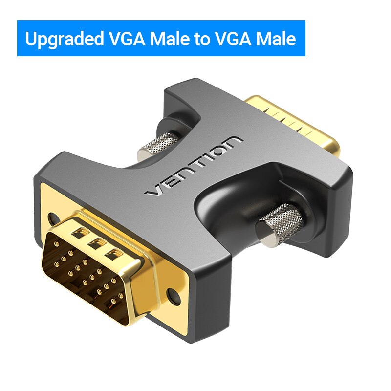 Vention VGA Coupler 15 Pin VGA Male to VGA Feamle Adapter HD15 Female to Female Gender with Gold-Plated for PC TV SVGA Adapter: DDEB0 Black