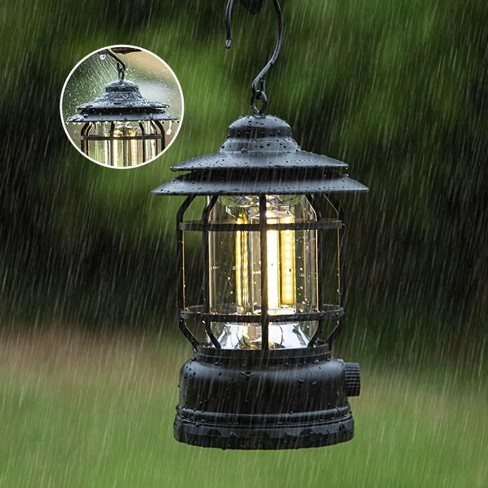 Retro Lamp Draagbare Camping Lantaarn USB Opladen Camping Tent Reislicht Vintage Buitenverlichting Kampeeruitrusting Zaklamp