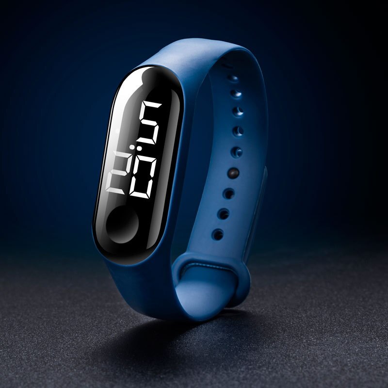 électronique nouvelle montre numérique Silicone Bracelet Bracelet montre pour femmes hommes unisexe montres LED Sport écran tactile étanche: White Dark Blue