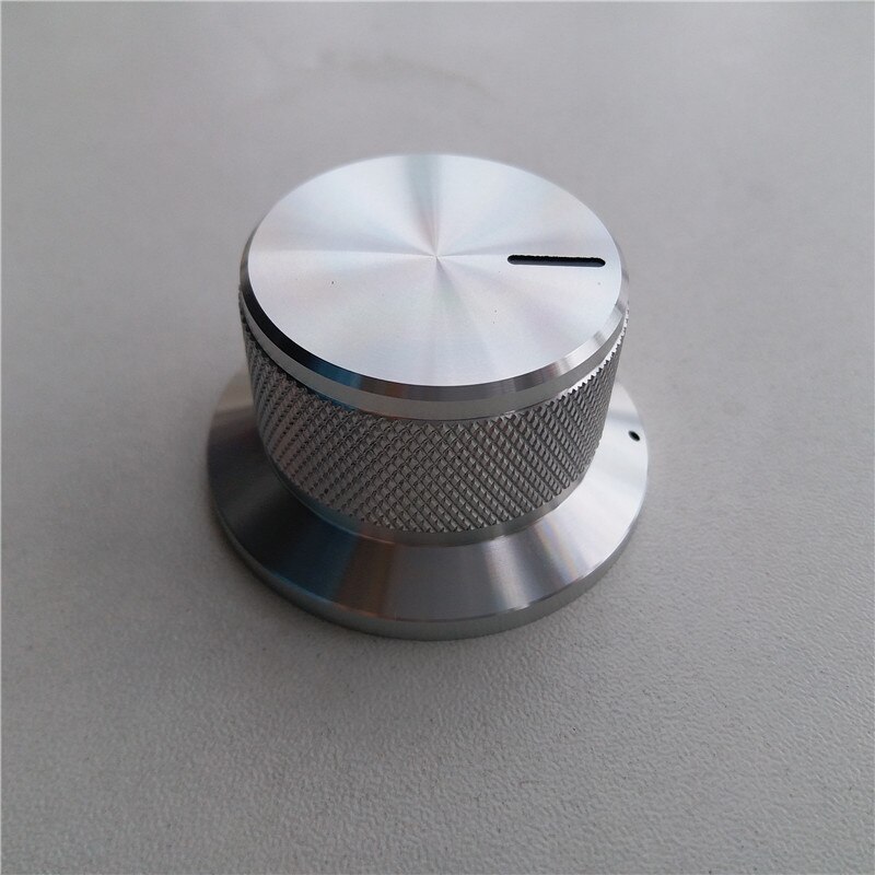 1 sztuk aluminiowa gałka pokrętło potencjometru 44*25*6mm pokrętło radełkowane złoty srebrny potencjometr czapka kapturek przełącznika wzmacniacz piekarnik pokrętło głośności: Srebrny