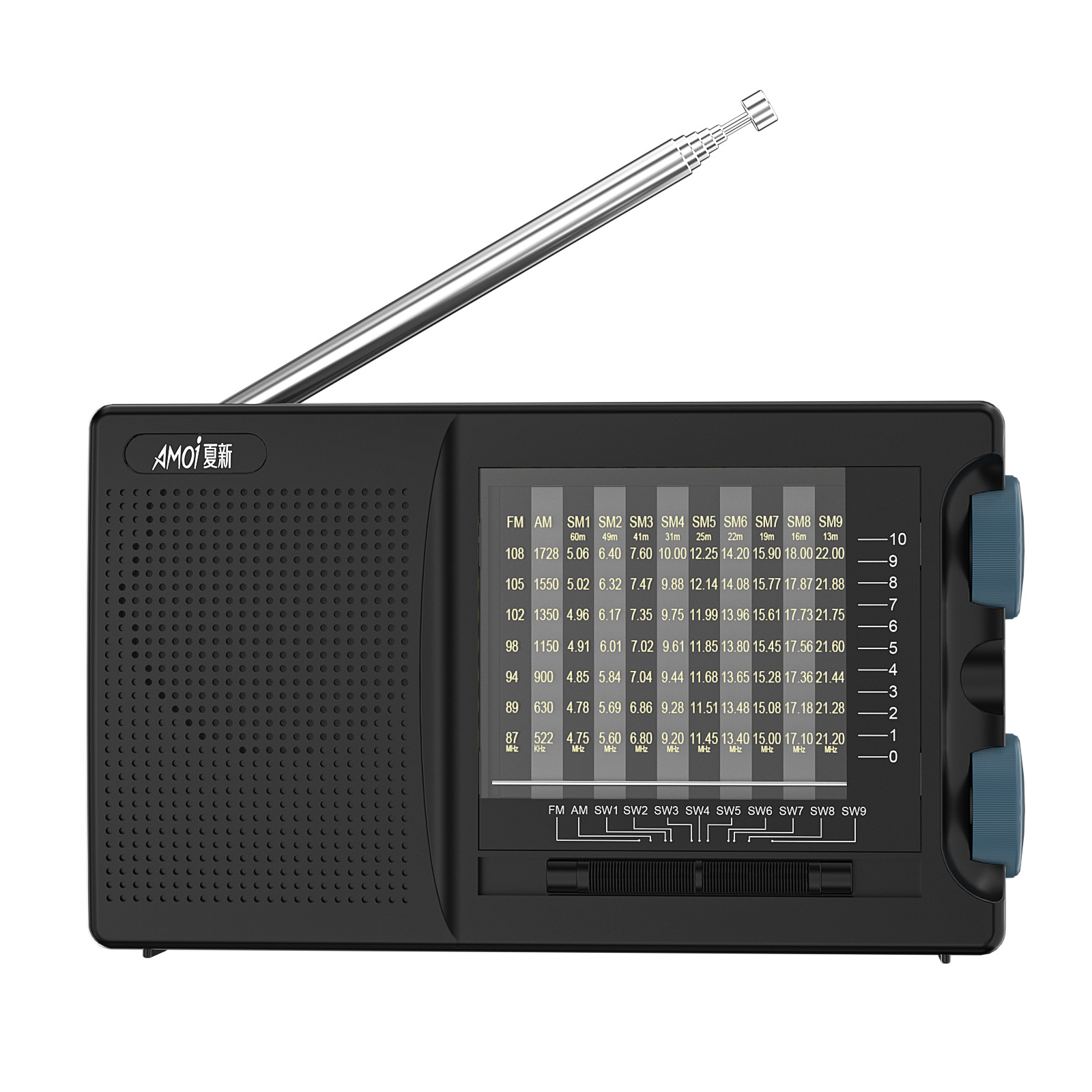 Rádio portátil FM AM SW, Rádios de alta sensibilidade, Receptor Alto-falante embutido, Antena giratória de 360 graus, fone de ouvido: Default Title