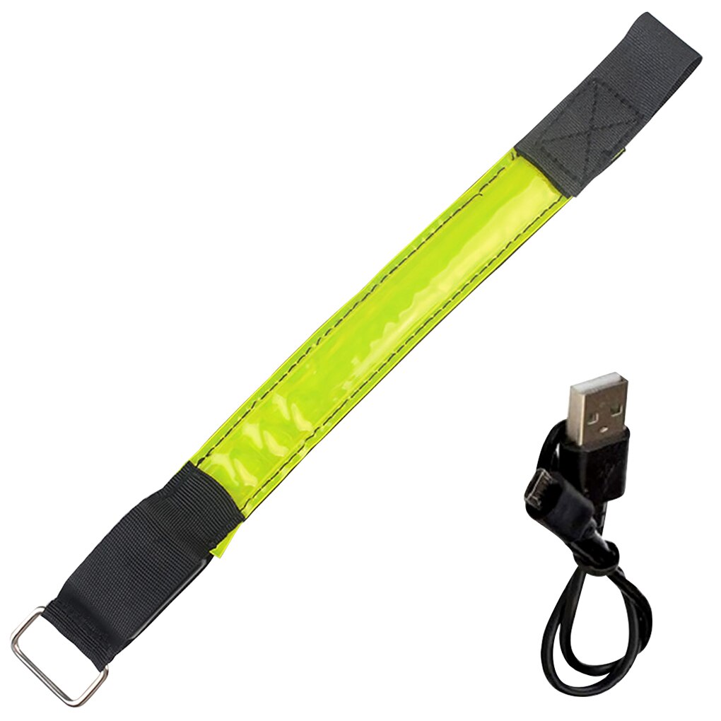 Arm Band Reflecterende Oplaadbare Running Led Armband Verstelbare Night Veiligheid Lichtgevende Band: Yellow