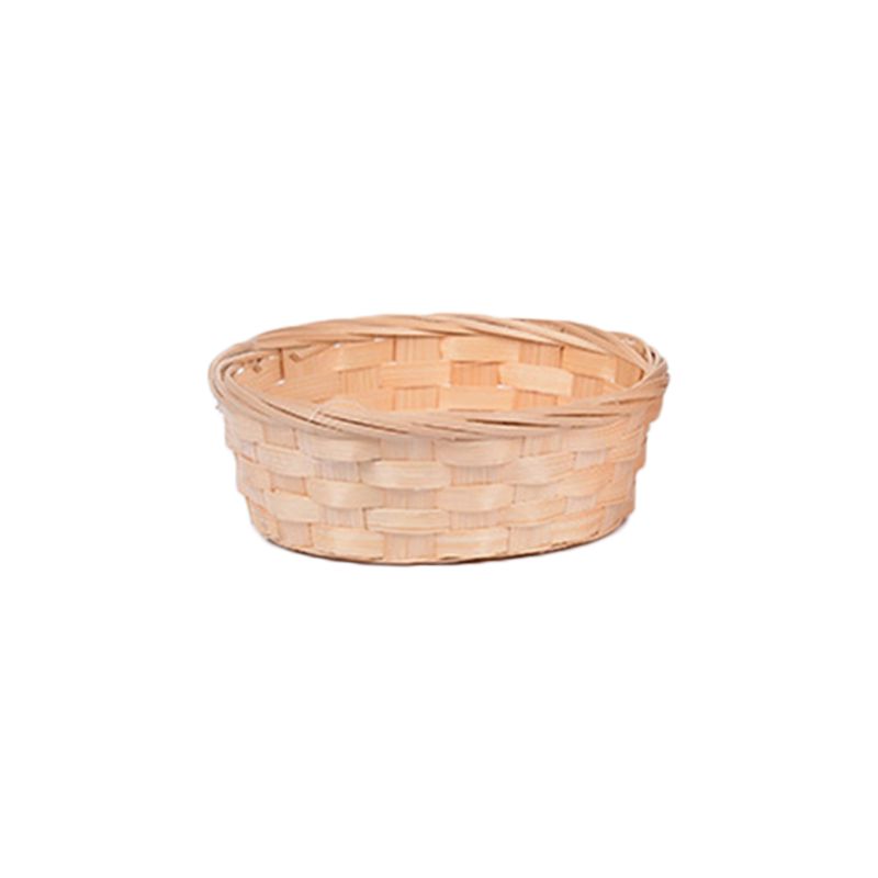 Práctico cesto redondo de mimbre, cestos tejidos de bambú para fruta, merienda, cesta para pan, cesto de almacenamiento, cesto