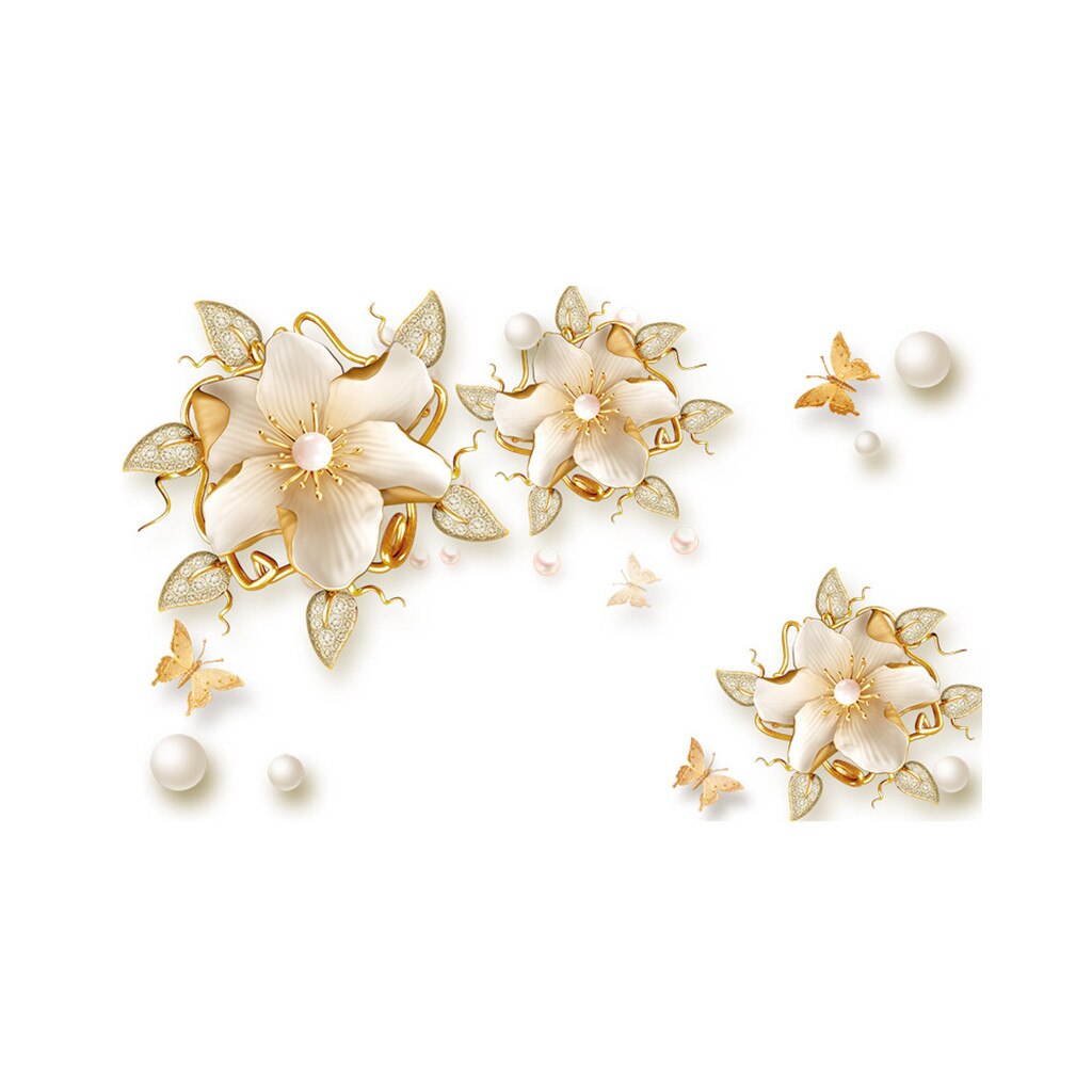 I lager väggklistermärken blommor tryck bakgrund självhäftande sovrum 3d klistermärken klistermärken зеркальные наклейки#gh: A