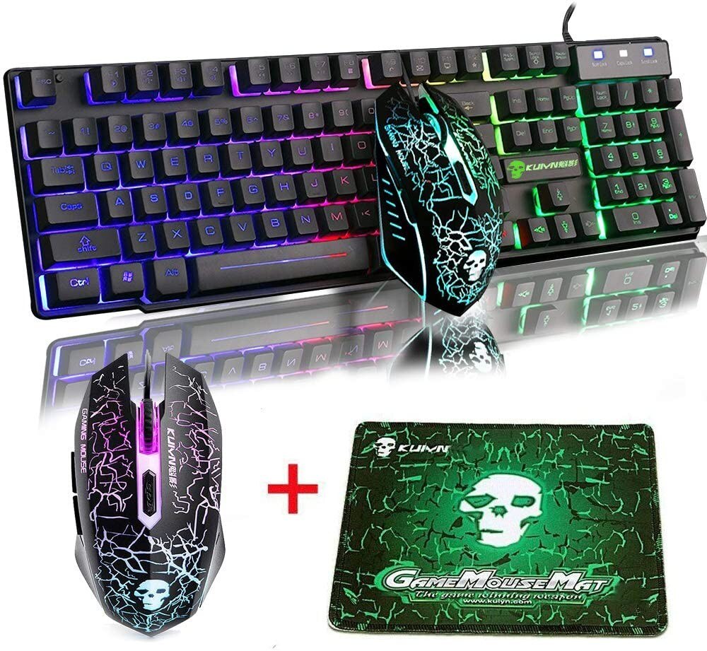 Keyboard Mouse Combos With Mouse Pad Mechanical Keyboard Blue Black Switch 82-Keys Backlit Gaming Keyboard For PC Laptop