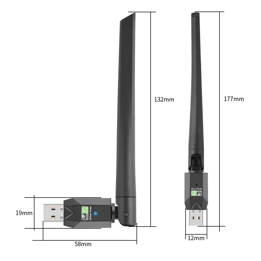 600Mbps USB Bluetooth 5.0 Wifi Adapter Dual Band 2.4G 5G Wi-Fi Dongle Antenna USB Ethernet Network Card Receiver for PC