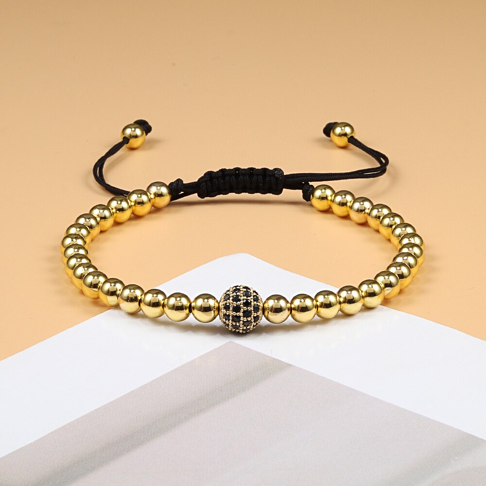 Leopard Head Bracelet Adjustable Beads Pave Zircon Bracelet For Men Women Charm Jewelry Best Friend: gold