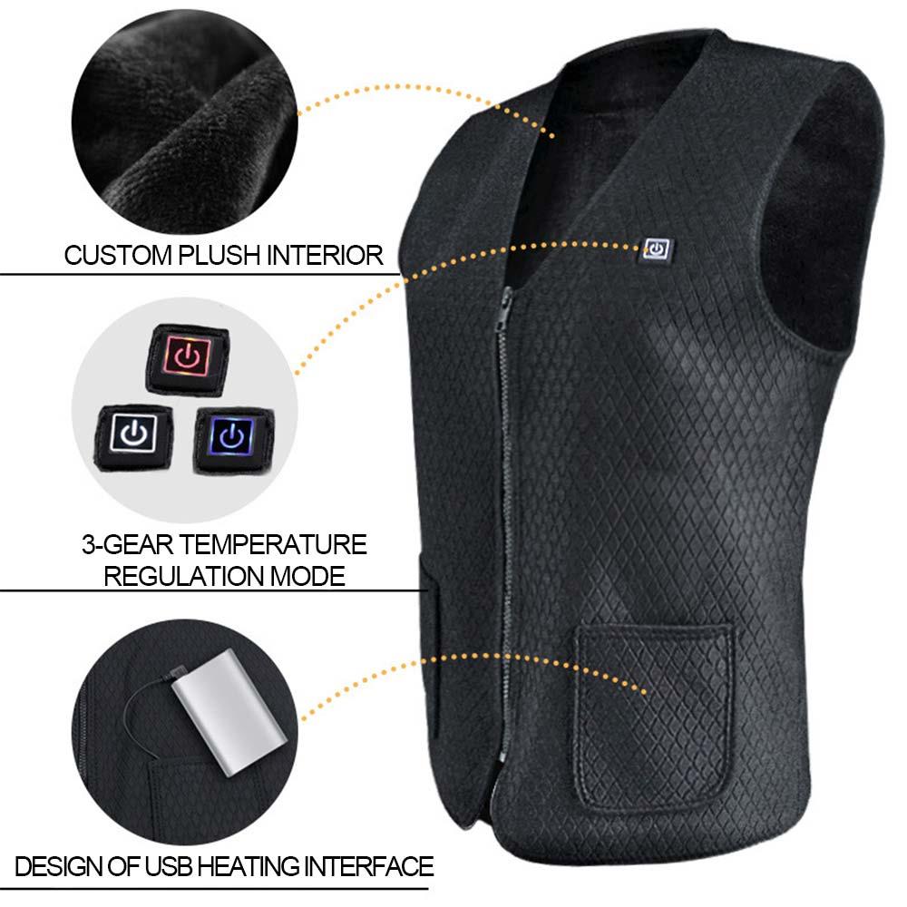 Electric Vest Heated Body Warmer Black Carbon Fiber Winter Physiotherapy Compress Jacket Heated Heated Pad Clothing