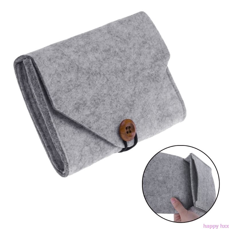 Felt Pouch Power Bank Storage Bag For Data Cable Mouse Travel Organizer