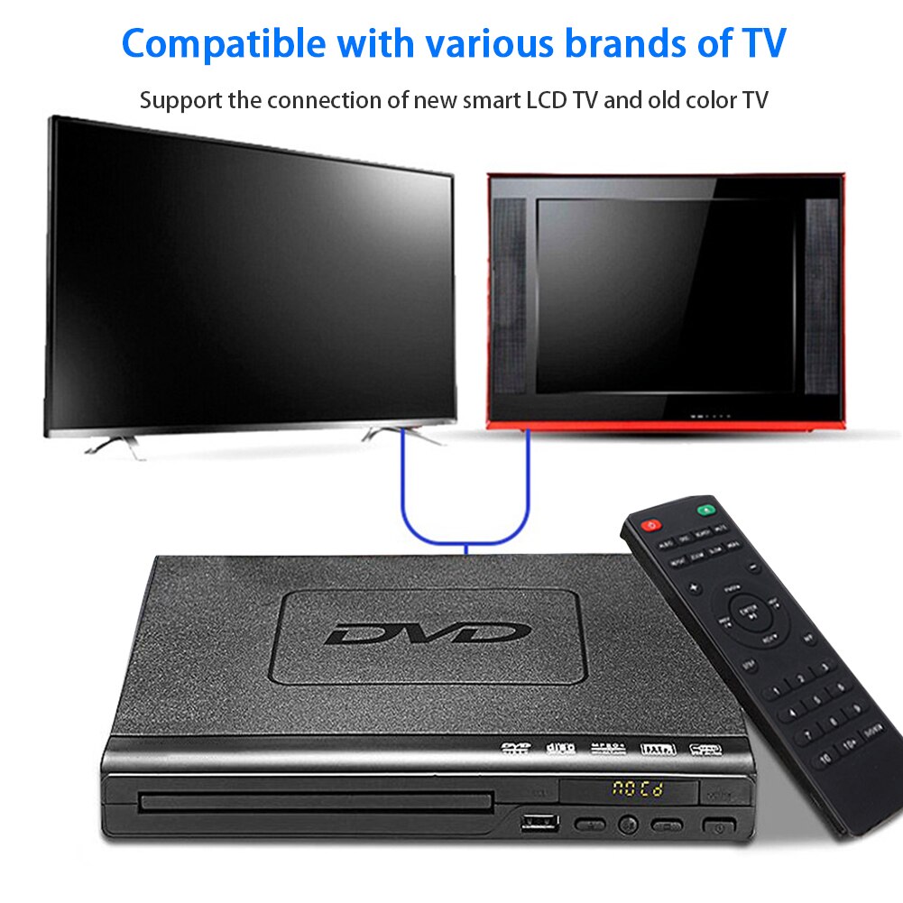 110V 240V For TV DVD Player Children VCD MP3 With Remote Control Mini Multimedia Video AV Output USB Input Portable