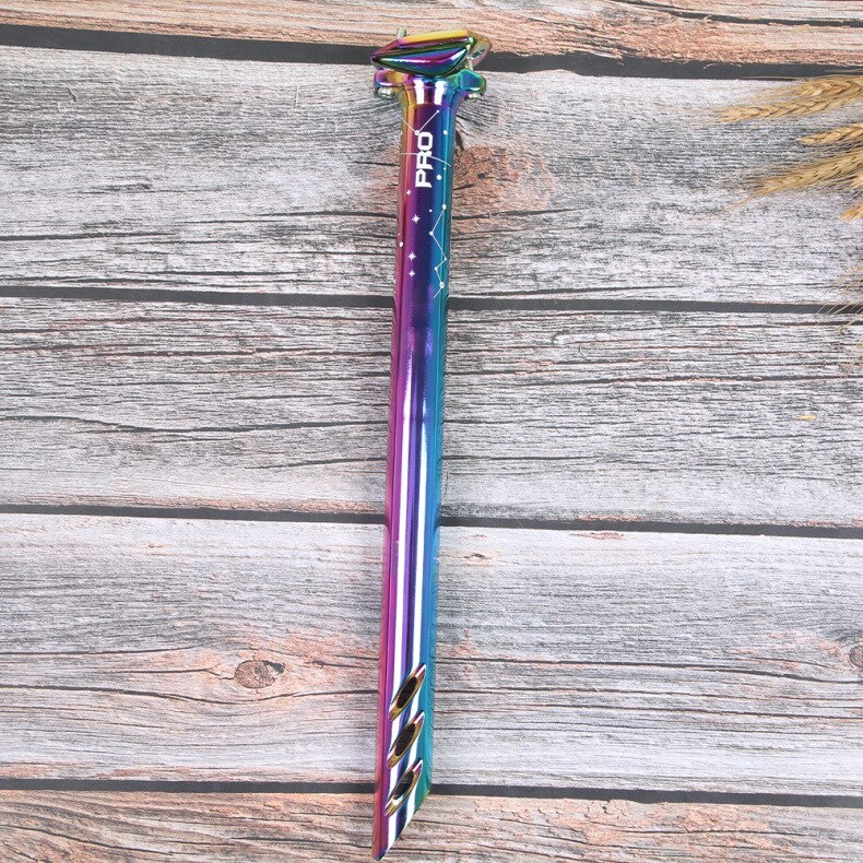 Tige de selle de vélo pleine CNC colorée DH XC vtt vélo de route tige de selle 27.2/30.8/31.6mm * 380mm VTT tige de selle arc-en-ciel: rainbow 27.2