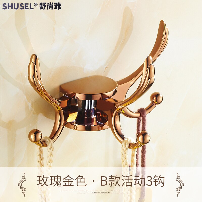 Slaapkamer Beweegbare Kleding Haak Europese Stijl Haak Kledingrek Muur Opknoping Enkele Haak Gouden Antieke Jas Rack Roterende: Type B- rose gold