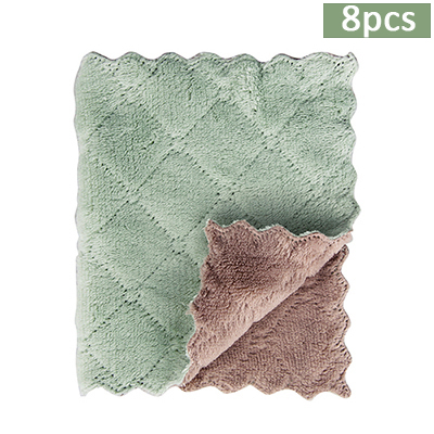 4pcs/lot 8pcs/lot Home Super Absorbent Microfiber Towels Kitchen Thicker Wipe Dish Cloth for Cleaning Table kitchen Towel: 8pcs green-grey