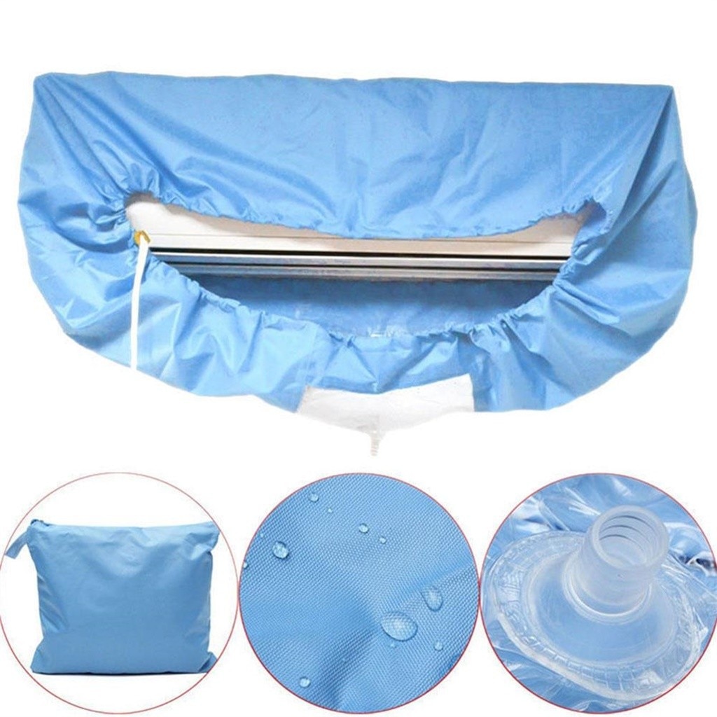 Blauwe Muur Gemonteerde Airconditioning Reinigen Zak Split Airconditioner Schoonmaken Wassen Cover Waterdicht Protector Bag: Default Title