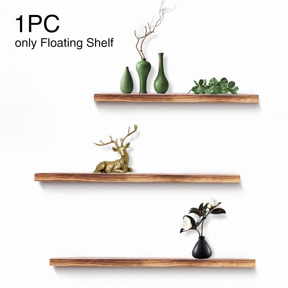 Solid Wood With Screws Office Easy Install Floating Shelf Kitchen Home Decor Book Holder Wall Mounted Space Saving Simple