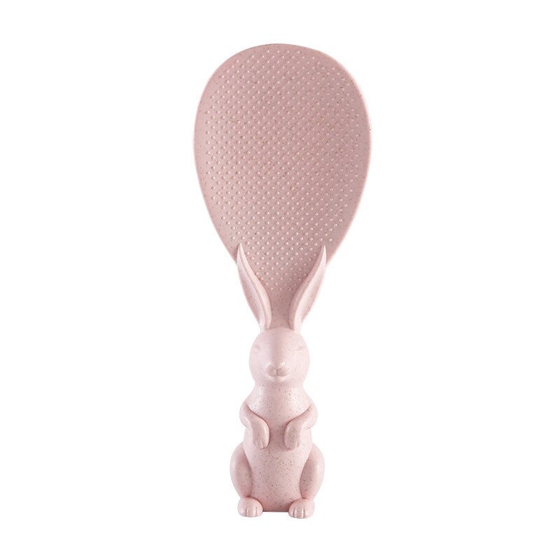 Cuillère lapin blé riz écureuil, cuillère lapin peut se tenir debout, pelle riz, antiadhésif Kawaii dessin animé cuiseur cuillère riz: Pink A