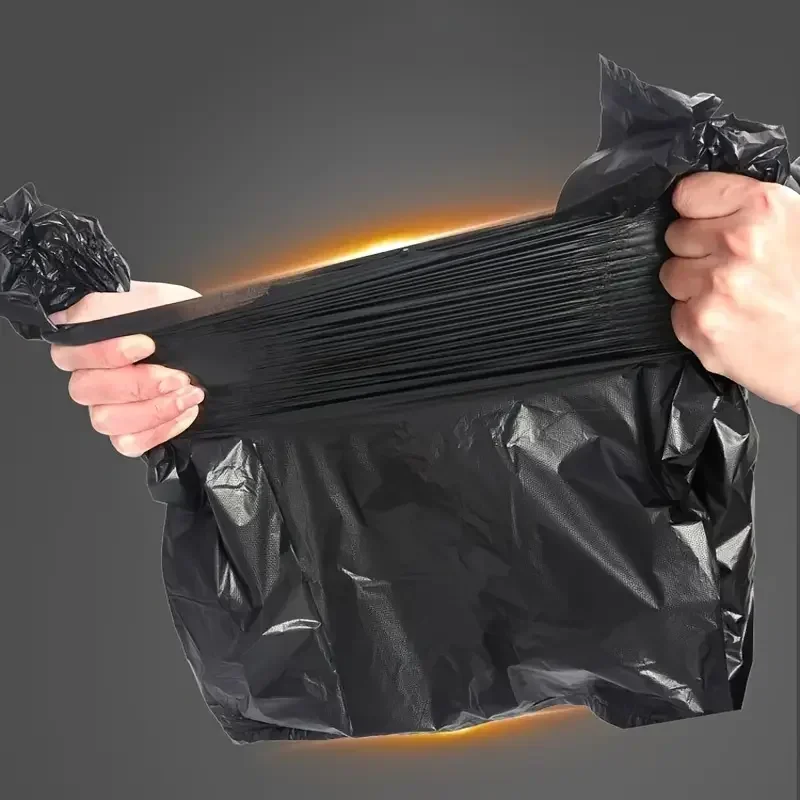 10/500PCS Disposable Black Garbage Bag Durable Handheld Vest Garbage Bag Kitchen Bedroom Toilet Household Storage Tools