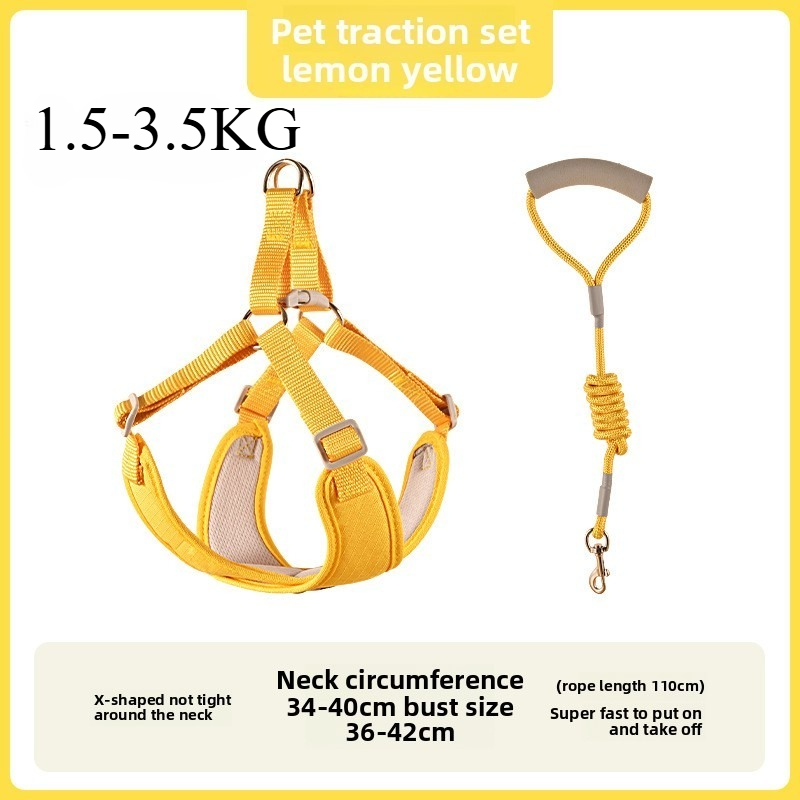 1 Uds. Correa para perro, chaleco, correa para el pecho, collar para perro pequeño, oso de peluche Pompeii, correa para perro mediano, cadena para perro: Negro
