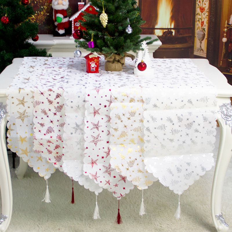 Julebordløber europæisk broderet santa bordflag hjem have hjem tekstil festival dekoration