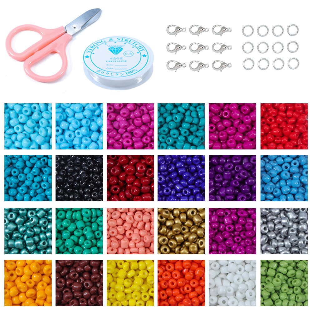 24000 pièces perles de rocaille de verre cuisson peinture Peads teints noyau perles ensemble perles boîte pour bijoux à bricoler soi-même faisant des accessoires: 4mm 6000pcs