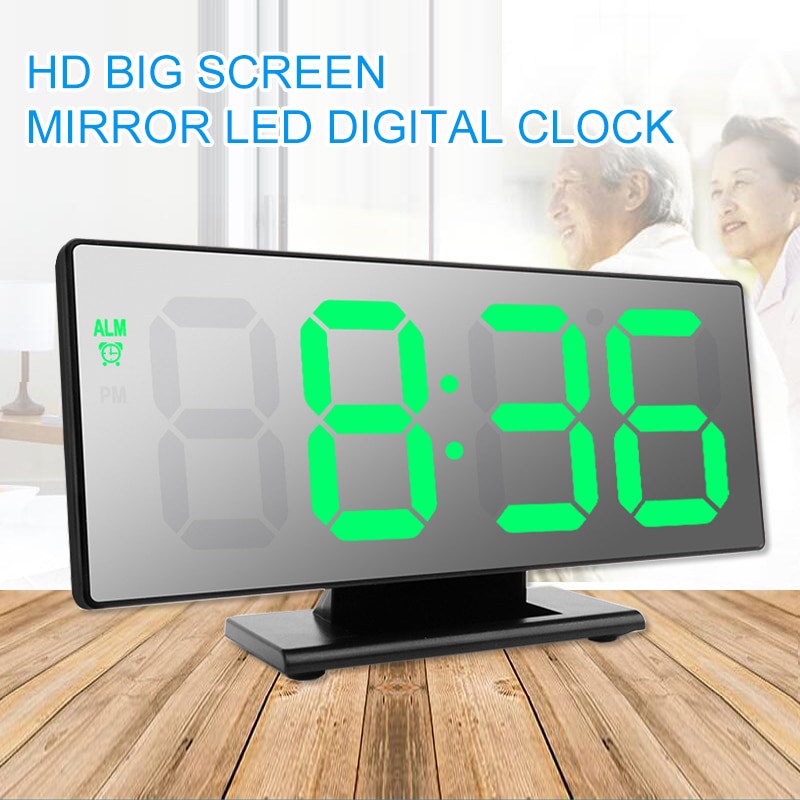 Alarm Clock LED Digital Clock Desktop Multi-function Mirror Snooze Display Time Night LCD Table Lamp Desktop Home Table Decor
