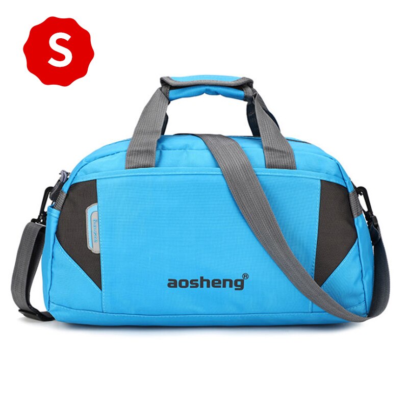 Scione Travel Luggage Handbags Women Sport Duffel Shoulder Bags Men Simple Casual Fitness Outdoor Crossbody Bag: Sky Blue S