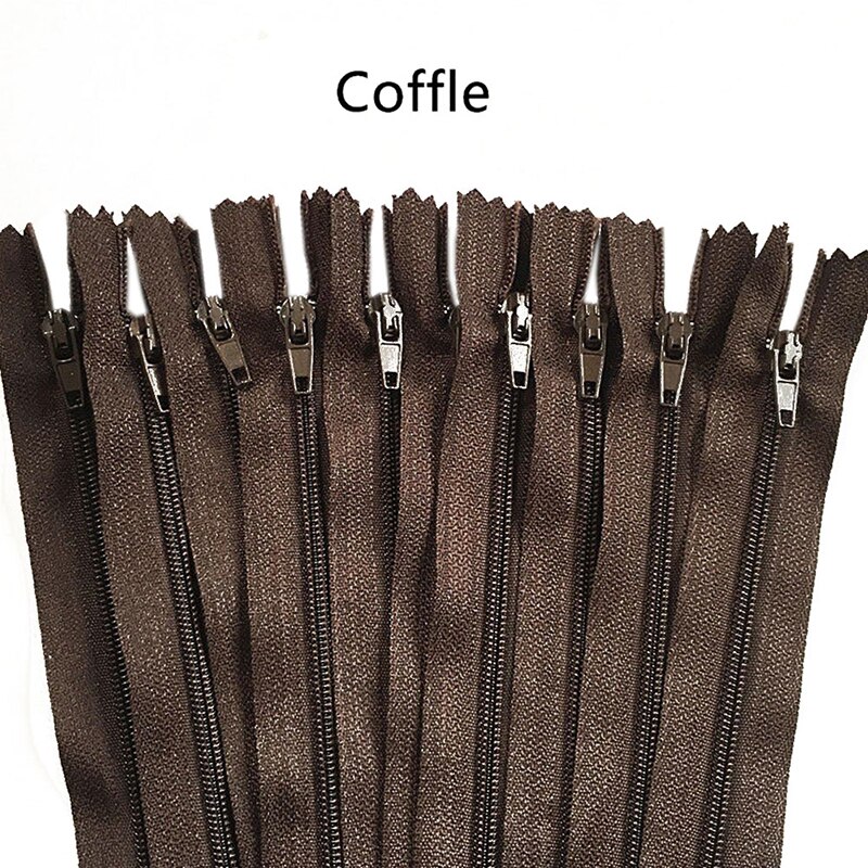 10 kpl 8 tuuman suljetut nylon vetoketjut räätälöity peitto craftter vetoketjut itse ompelemiseen kiinnitin vaatteiden ompelutarvikkeet: Kahvia