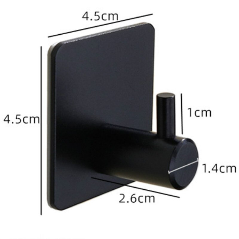 Heavy Duty Rvs Haak Zelfklevende Haak Keuken Badkamer Muur Deur Haak Houder Rack Kleding Handdoek Hanger: Black Square