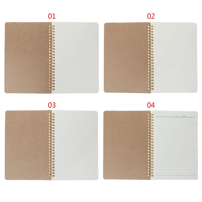 A5 Bullet Notebook Kraft Dot Grid Time Management Blank Book Spiral Journal Weekly Planner School Office Supplies 19QA