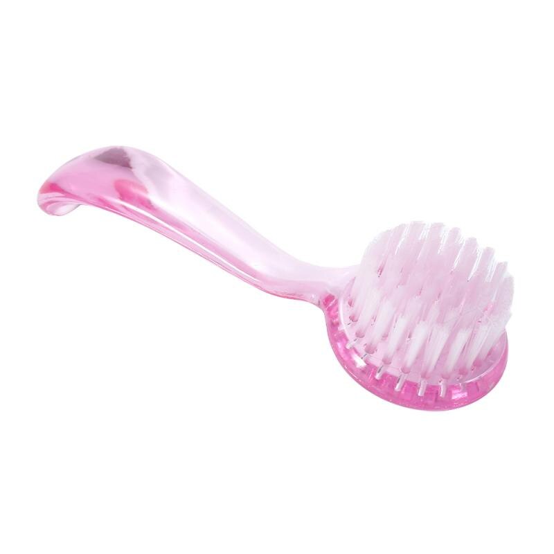 Nail Art UV Gel Powder Dust Clean Remover Brush Round Head with Plastic Handle Nail Care Make Up Washing Brush