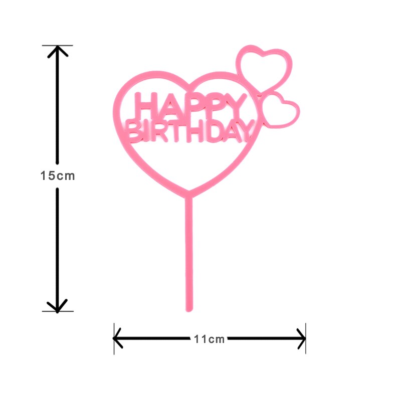 1PC Cake Topper Stars Sweet Love Heart Acrylic Happy Birthday Cake Topper Dessert Decoration for Birthday Party Lovely