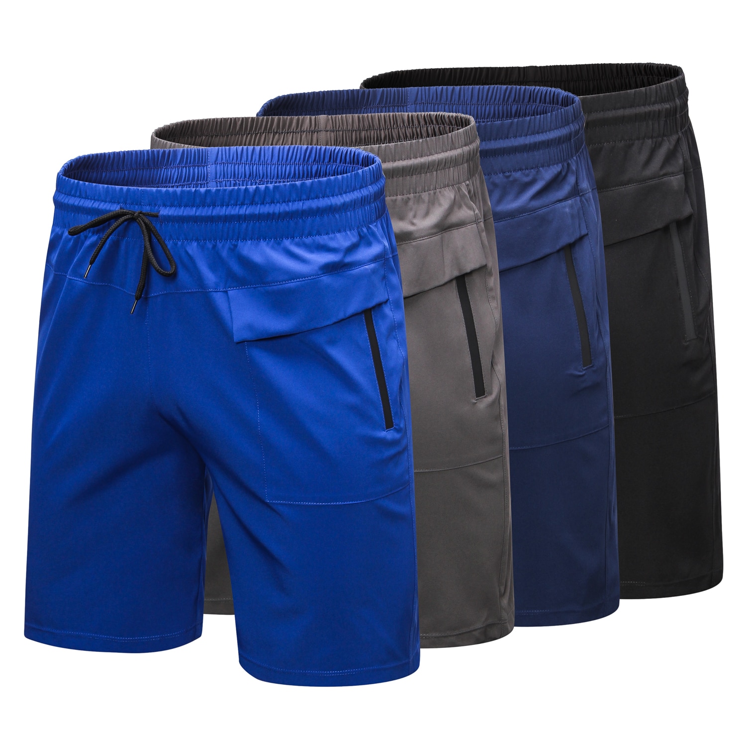Men Gym Shorts Running Shorts Breathable Quick Dry Fitness Zipper Pockets Training Fitness Compression Sports Jogging Short Pant