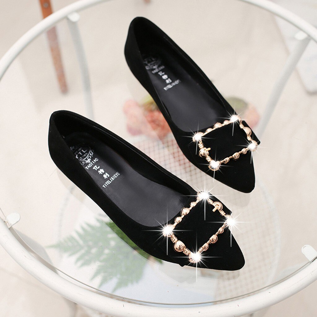 Vogue Women Flats Nice Flock Metal Women Boat Shoes Spring Woman Pointed Toe Flat Shoes Women Casual Shoes
